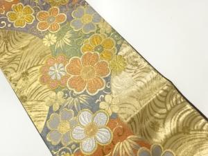 梅唐草模様織出し袋帯